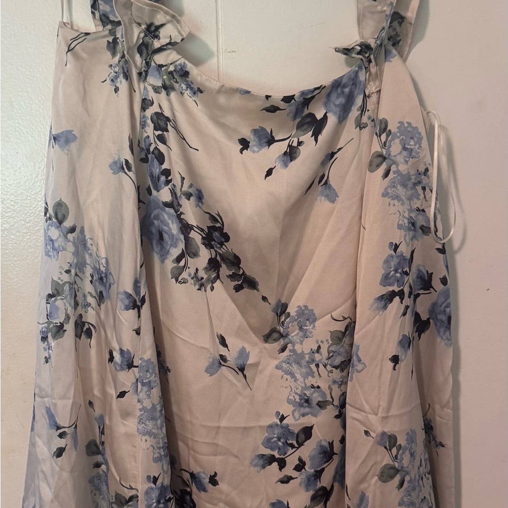 Floral Blue and Cream Women's Dress